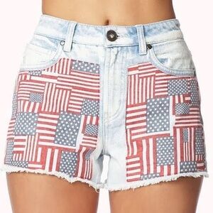 American Flag Denim Shorts